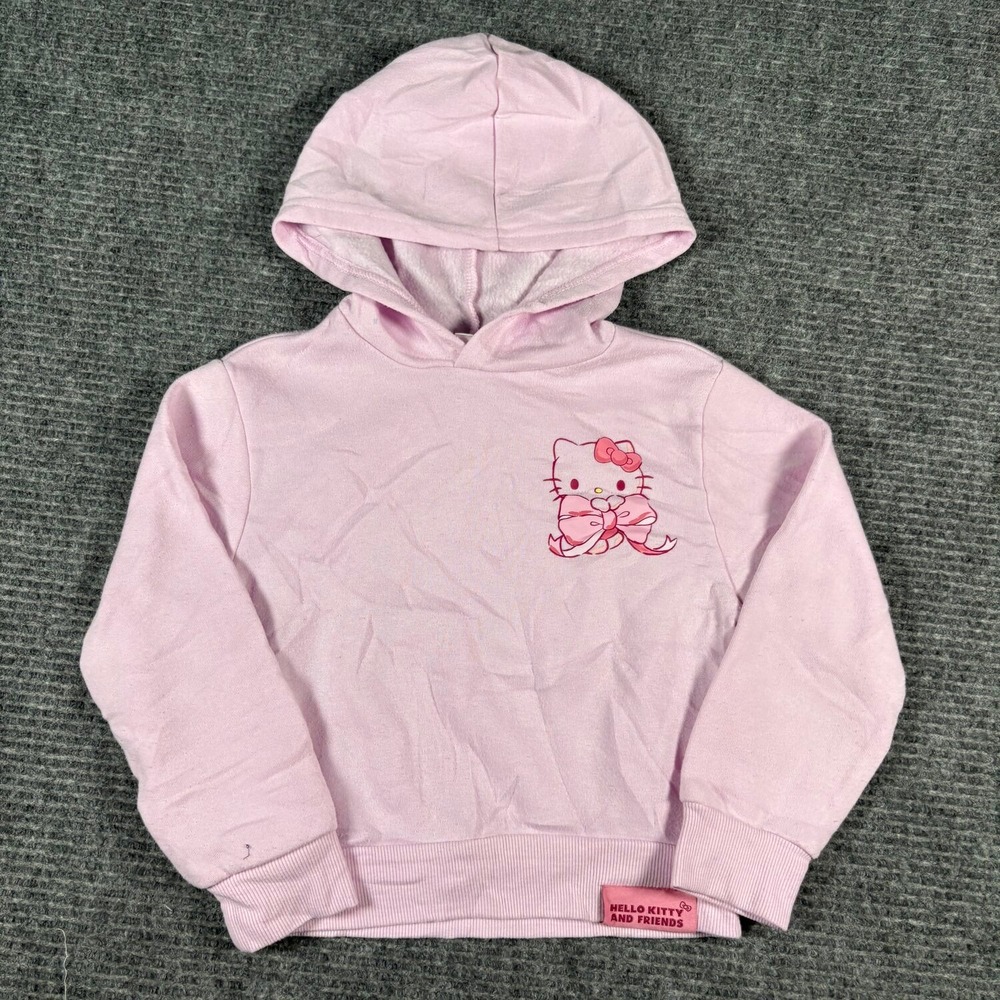 Sanrio Hello Kitty Hoodie Girls XS Pink Excellent Graphic Pullover SanrioCore